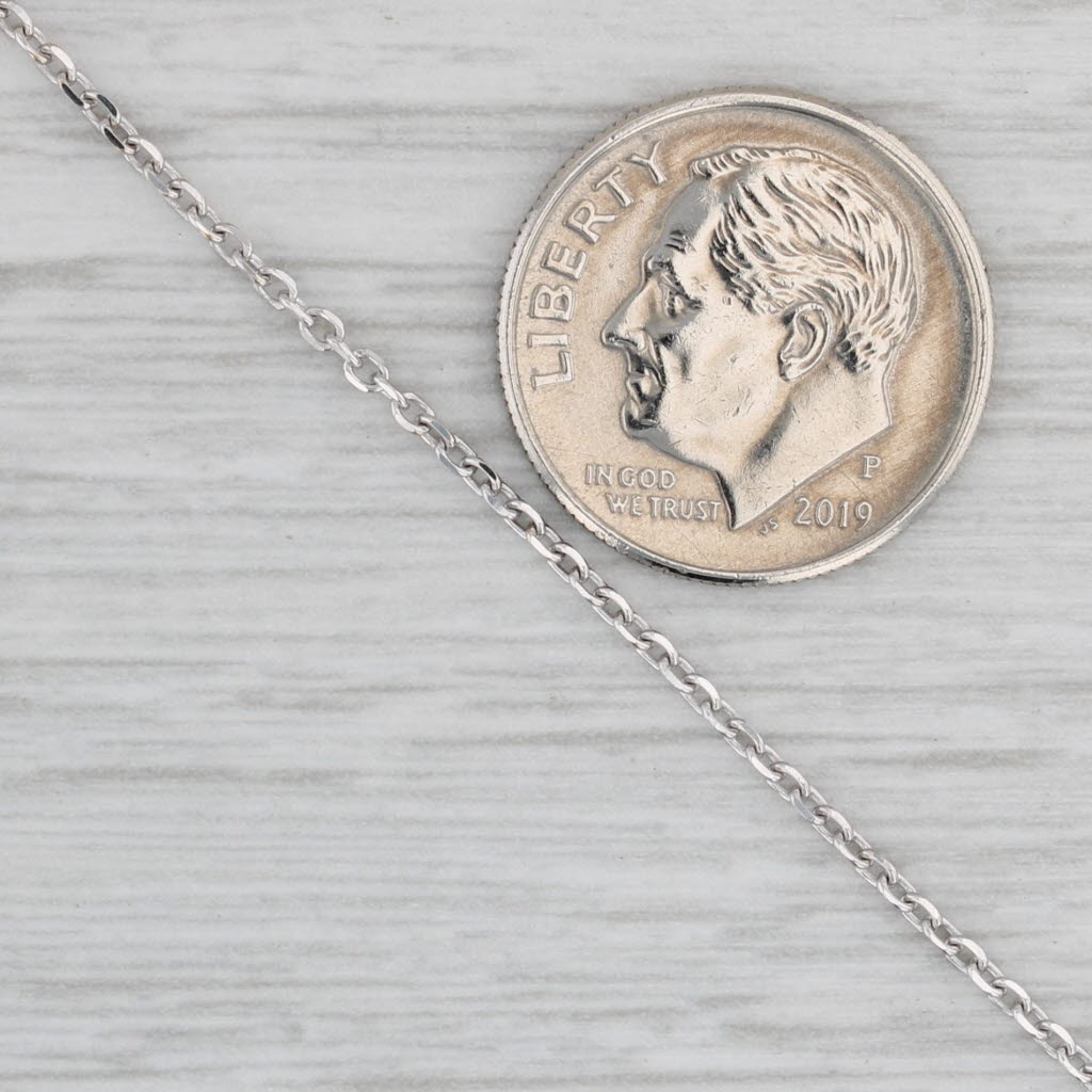 Gray Adjustable Cable Chain Necklace 14k White Gold 16"-18" Lobster Clasp