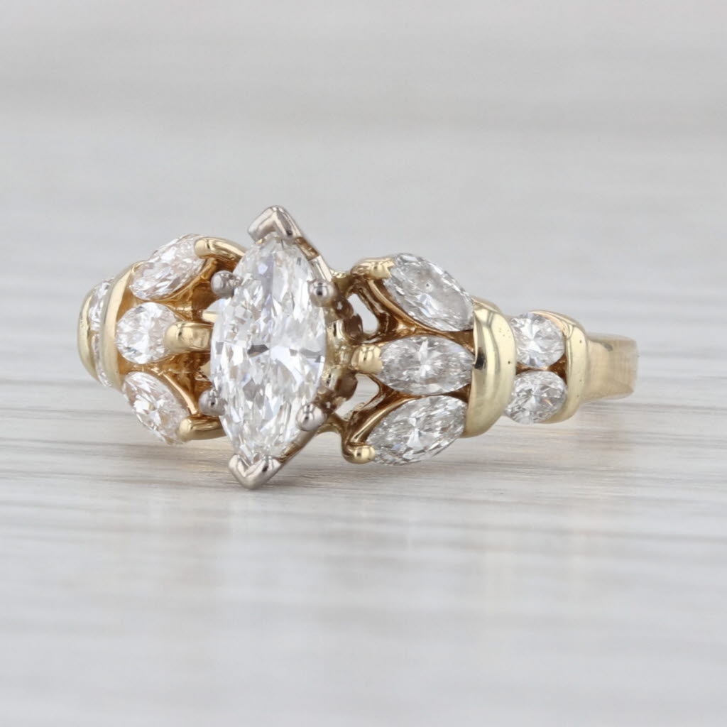 1.18ctw Marquise Diamond Engagement Ring 14k Yellow Gold Size 6.25