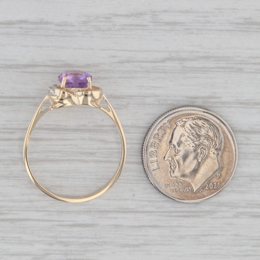 Gray 0.70ct Amethyst Heart Solitaire Ring 10k Yellow Gold Size 7.25