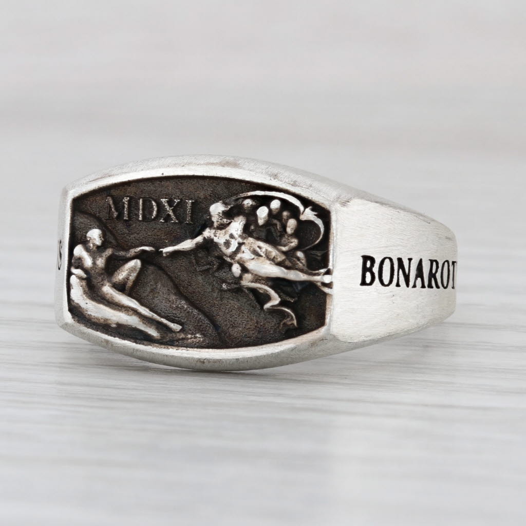 Michelangelo's Creation of Adam Ring Sterling Silver Michael Aglvs Bonarotvs