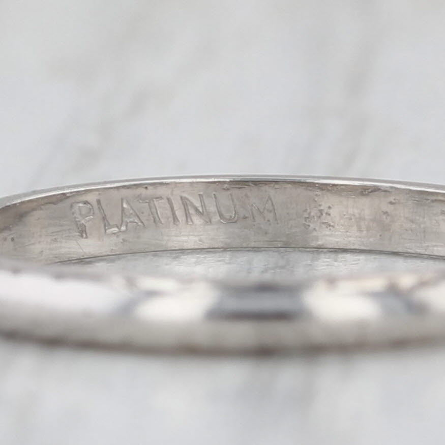 Art Deco Vintage Wedding Band Platinum Stackable Ring Size 4.5