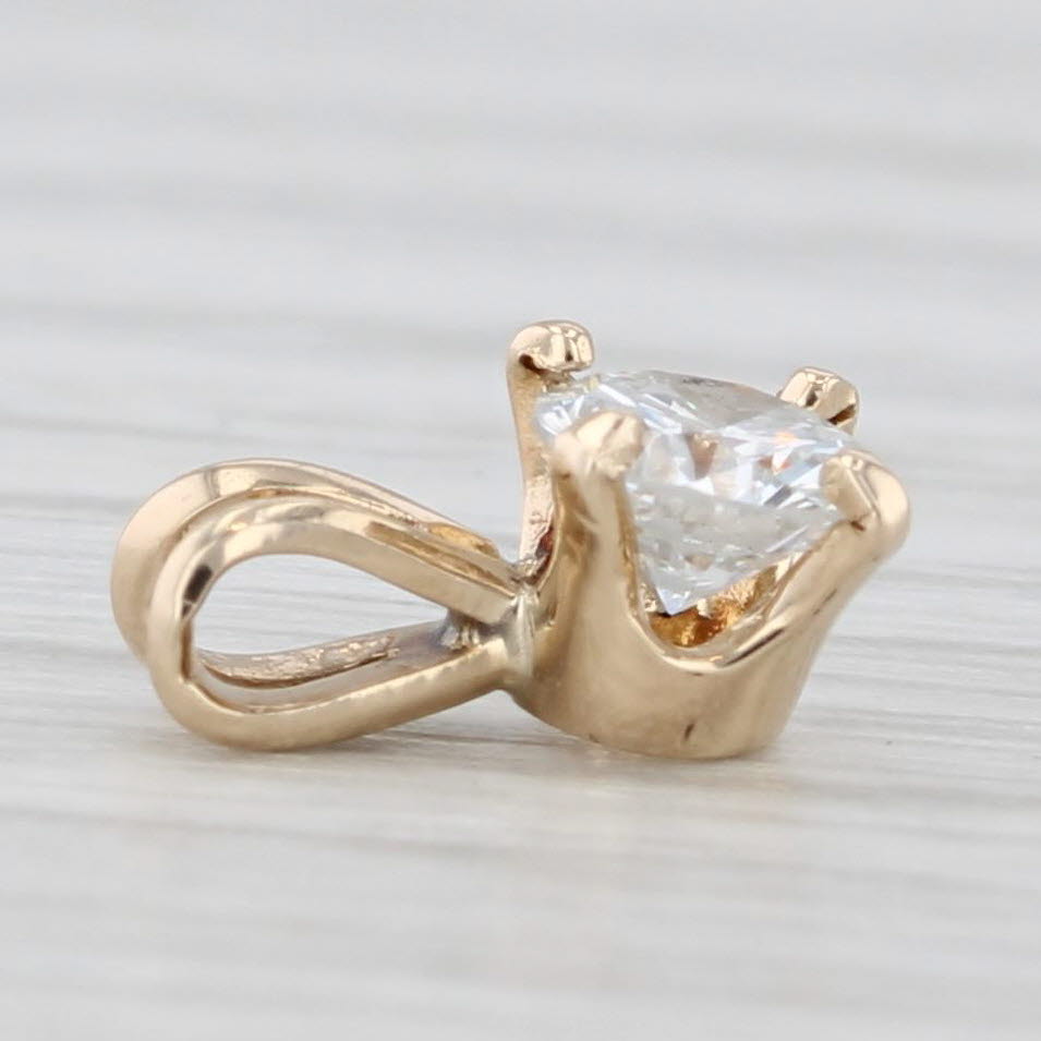 Light Gray 0.22ct Round Diamond Solitaire Pendant 14k Yellow Gold Small Drop