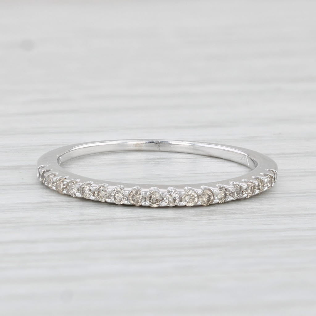 Light Gray 0.18ctw Diamond Wedding Band 10k White Gold Size 6 Anniversary Stackable Ring