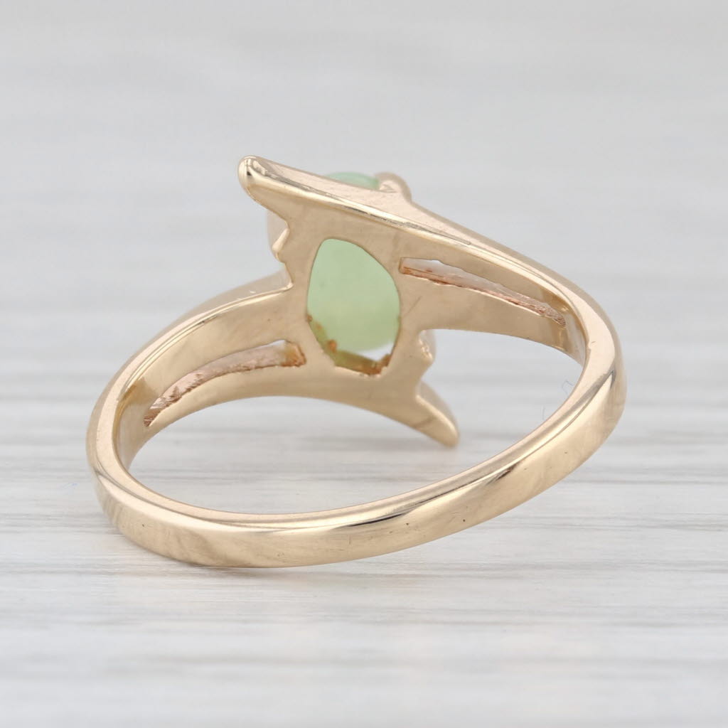 Linde Lab Created Mint Green Star Sapphire 10k Yellow Gold Bypass Size 6