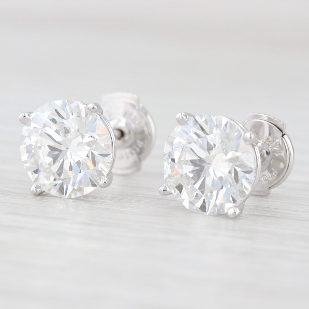 Light Gray New 6ctw Lab Created Round Diamond Stud Earrings 14k White Gold IGI F VS2