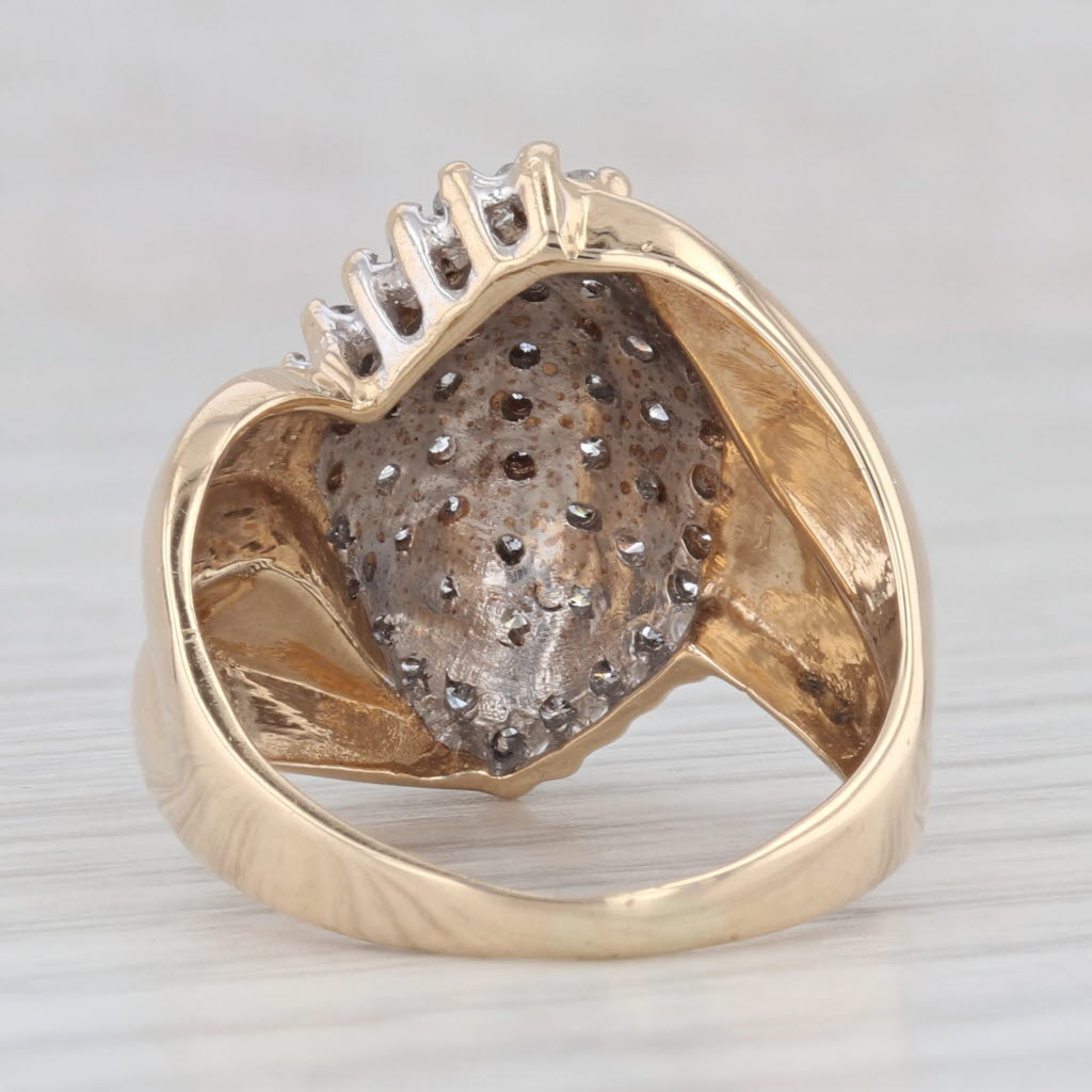 Light Gray 1ctw Diamond Cluster Ring 14k Yellow Gold Size 8 Bypass Cocktail