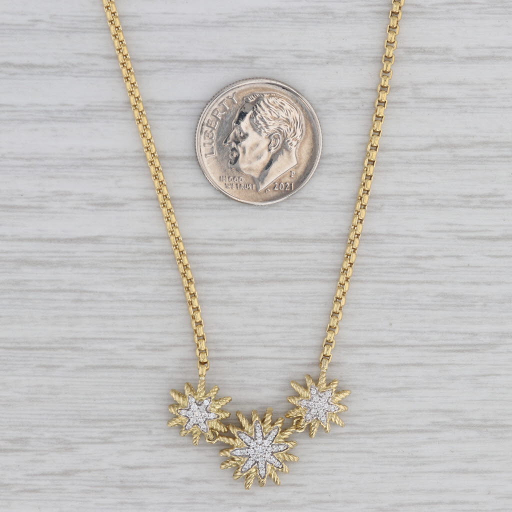 Gray David Yurman 0.15ctw Diamond Starburst Station Necklace 18k Yellow Gold 17"