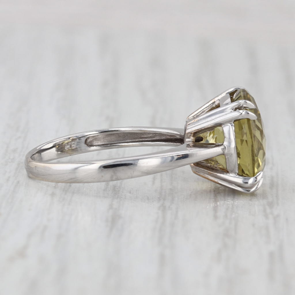 5.47ct Green Quartz Solitaire Ring 14k White Gold Size 8.25