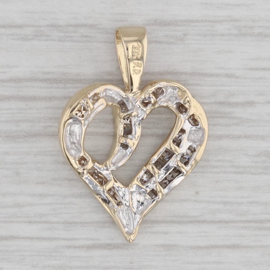 Gray 0.23ctw Champagne Diamond Open Heart Pendant 10k Yellow Gold