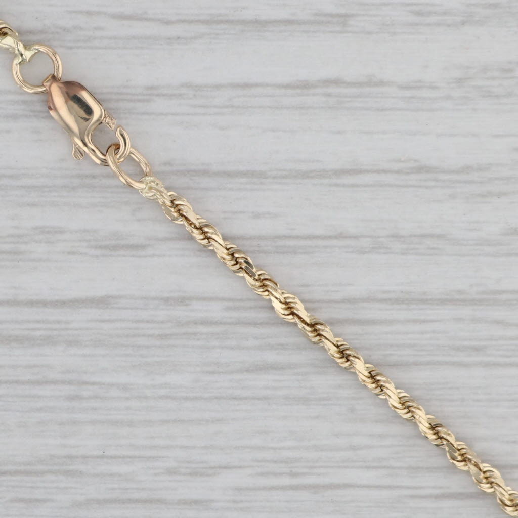 Gray 24.25" Rope Chain Necklace 14k Yellow Gold 1.8mm Lobster Clasp