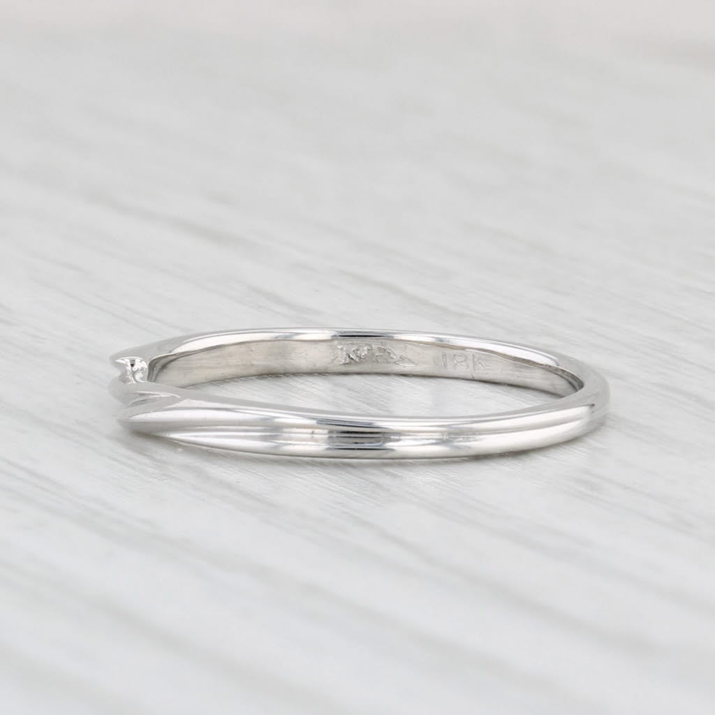 Light Gray Bypass Band 18k White Gold Size 5.75 Stackable Wedding Ring