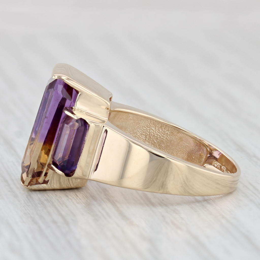 Light Gray 8.70ctw Orange Purple Ametrine Amethyst Ring 14k Yellow Gold Size 6.75
