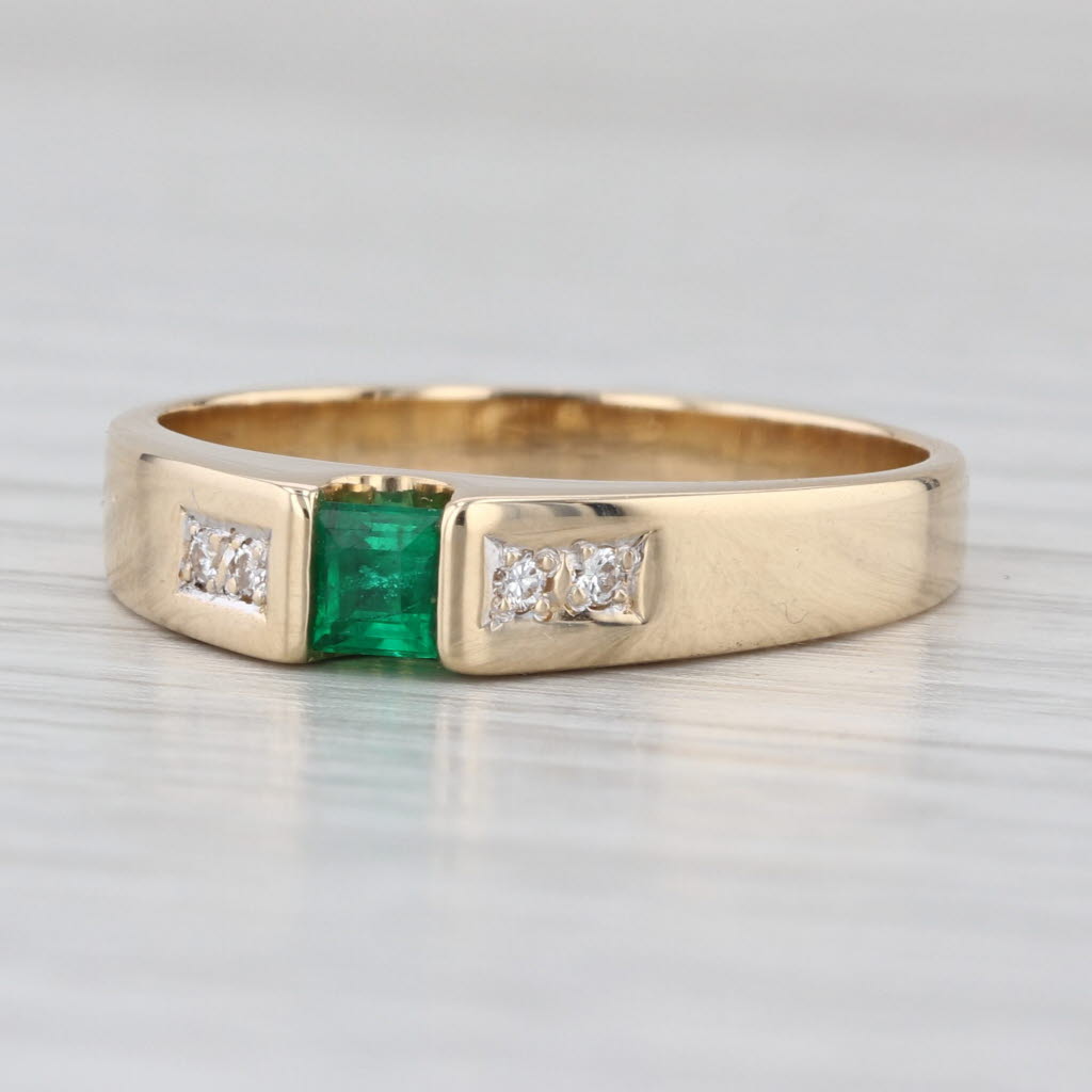 0.29ctw Emerald Diamond Ring 14k Yellow Gold Size 8.5 Engagement Stackable