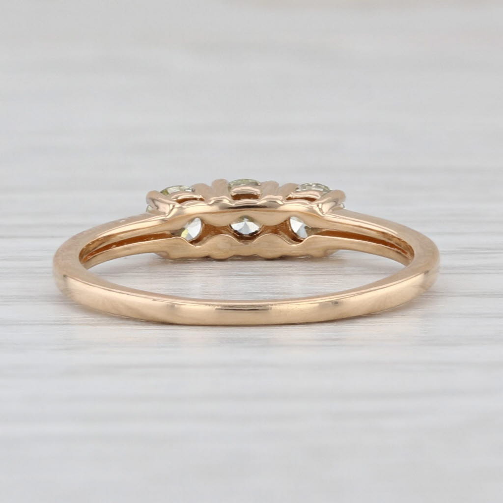 0.48ctw Yellow Diamond 3-Stone Ring 18k Yellow Gold Engagement Size 6.25