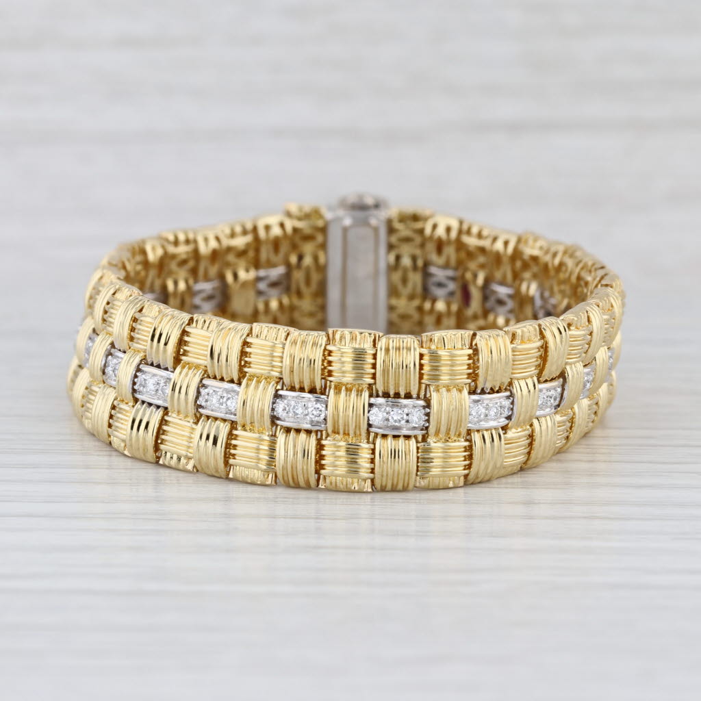 Roberto Coin 1.21ctw Diamond Basketweat Appassionata Bracelet 18k Gold