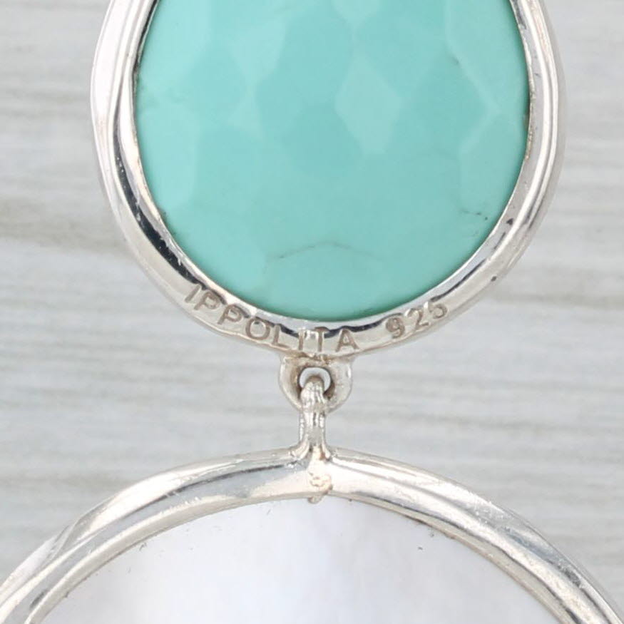 Light Gray Ippolita Rock Candy Mother of Pearl Turquoise Quartz Earrings Sterling Silver