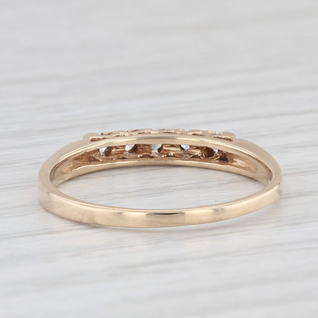 Light Gray Vintage 0.10ctw Diamond Wedding Band 14k Yellow Gold size 7 Stackable Ring