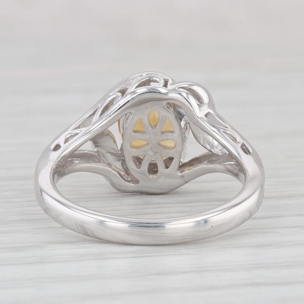 Light Gray 1.70ct Oval Citrine Ring Sterling Silver Size 7 Diamond Accents
