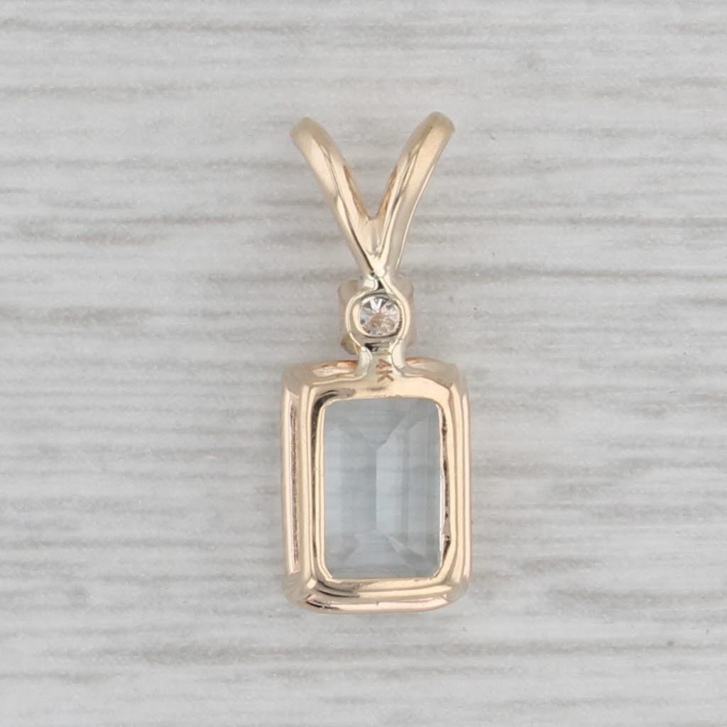 Gray 1ctw Aqumarine Diamond Pendant 14k Yellow Gold Small Drop