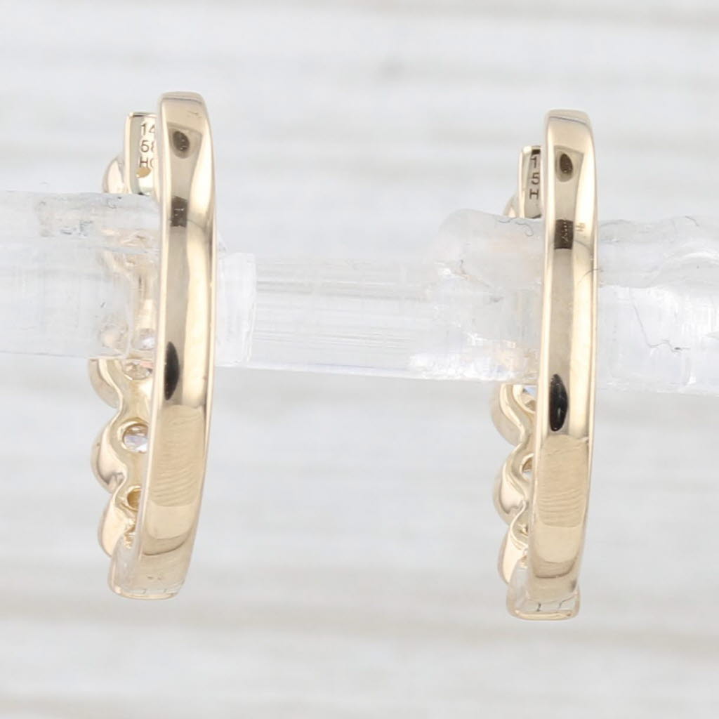 Light Gray New 0.35ctw Diamond Hoop Earrings 14k Yellow Gold Hinged Snap Top Oval Hoops