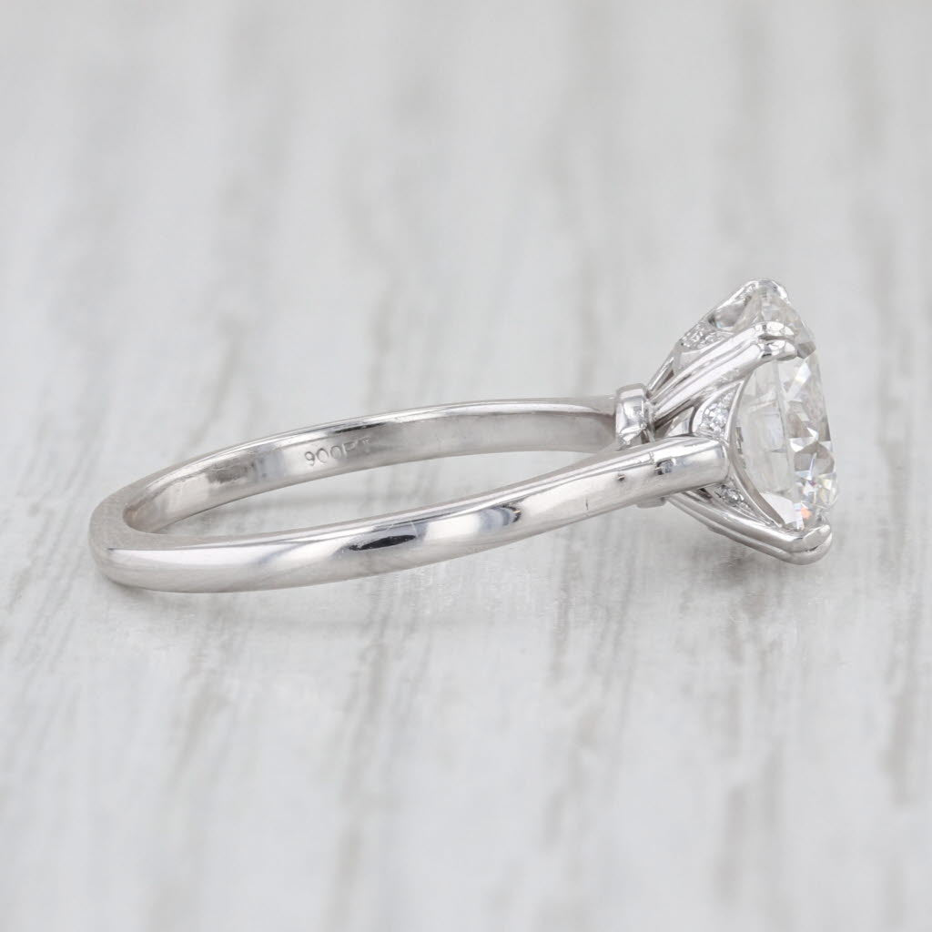 IGI 3.11ctw Round Lab Grown Diamond Engagement Ring 900 Platinum Size 6.5