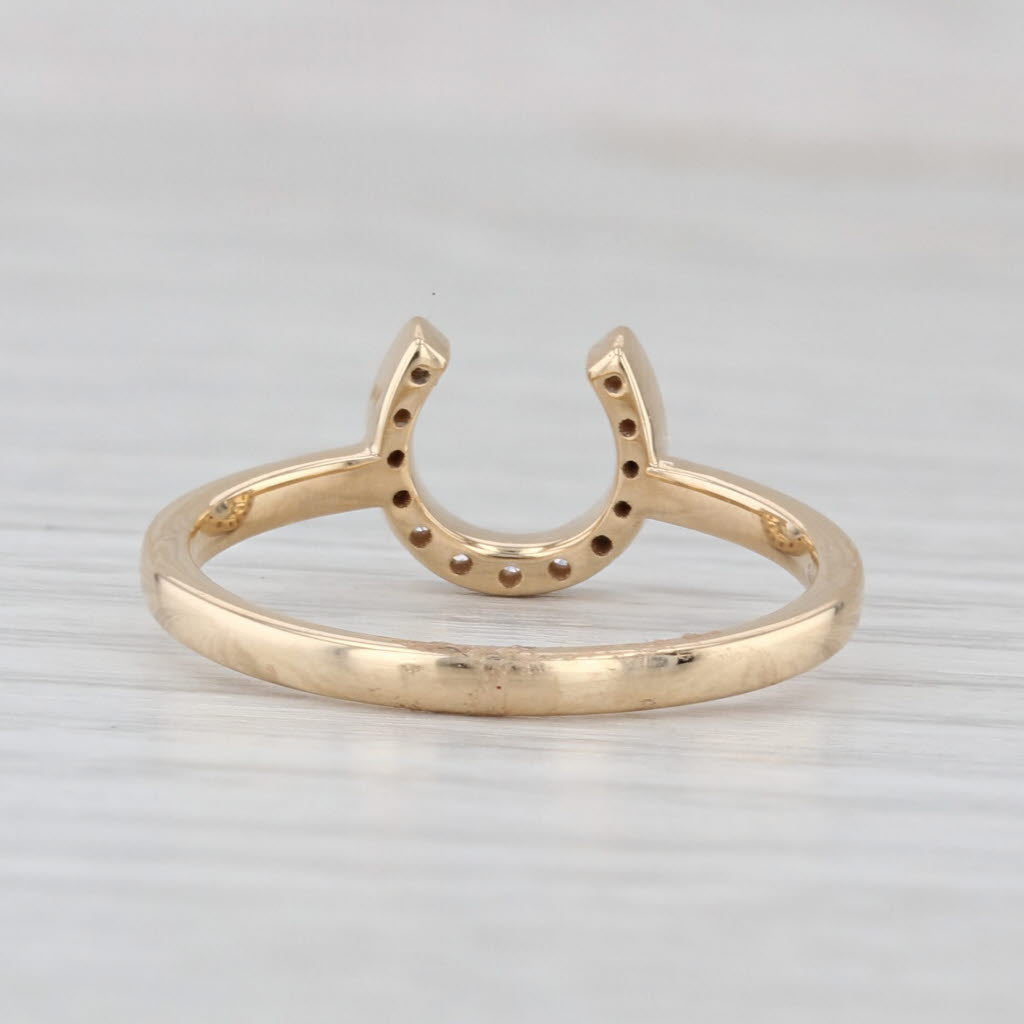 New 0.10ctw Diamond Horseshoe Ring 14k Yellow Gold Size 7 Western Good Luck