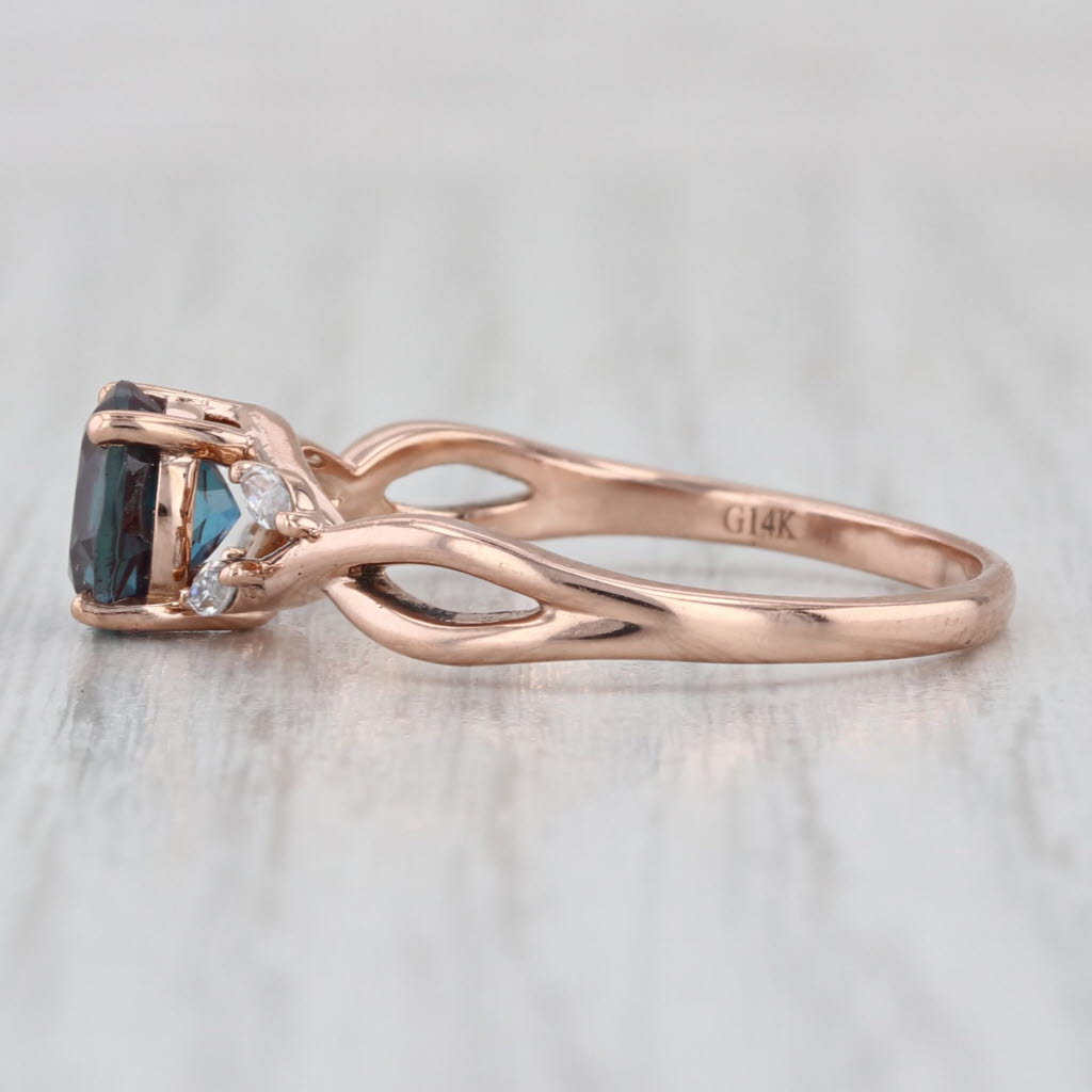 1.73ctw Lab Created Alexandrite Moissanite Ring 14k Rose Gold Size 9.75