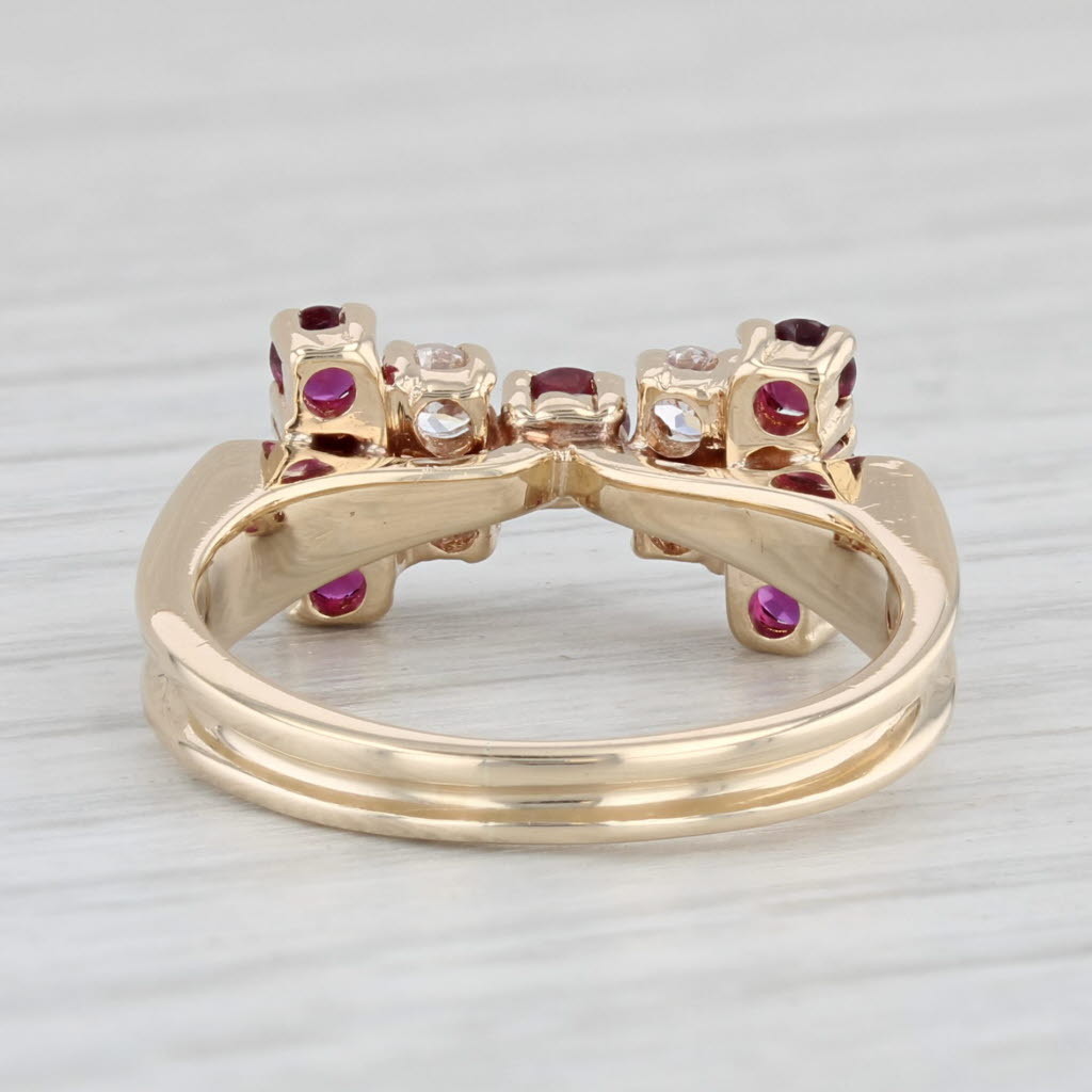 Light Gray 0.75ctw Ruby Diamond Bowtie Ring 14K Yellow Gold Ring Size 5.75