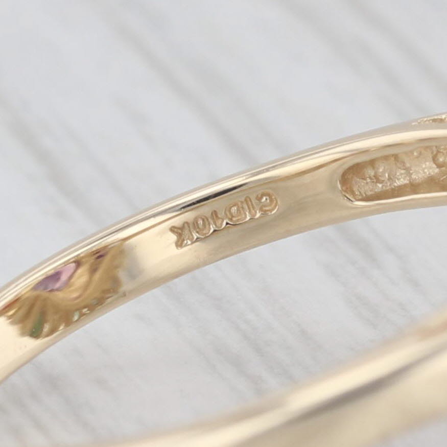 Light Gray Amethyst Multi Stone Rainbow Halo 10k Yellow Gold Size 8 Ring Cocktail