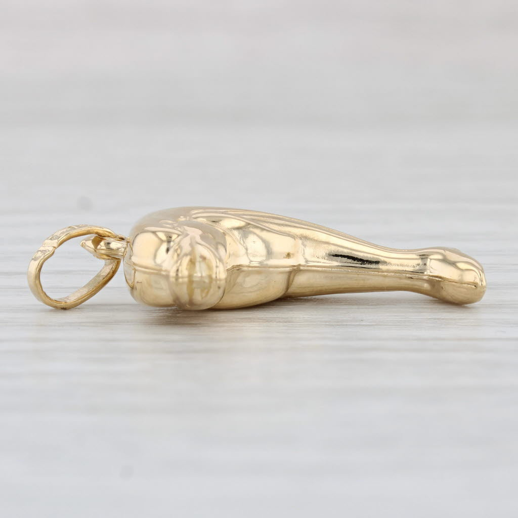 Light Gray Dolphin Pendant 18k Yellow Gold Nautical Beach Theme Charm