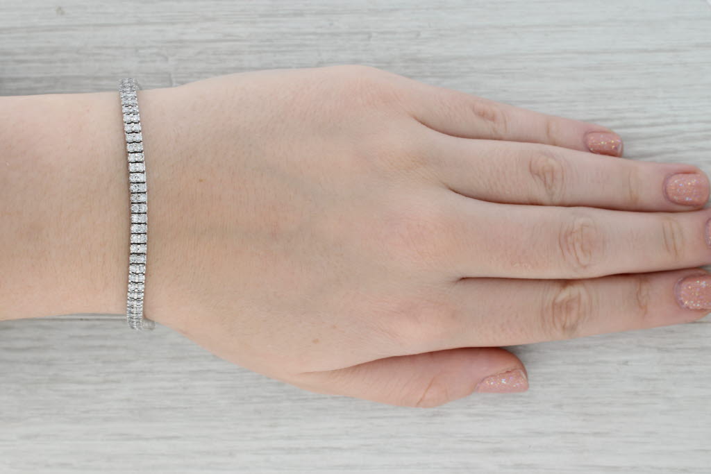 Gray 1.90ctw Diamond Tennis Bracelet 14k White Gold 7" 4.4mm