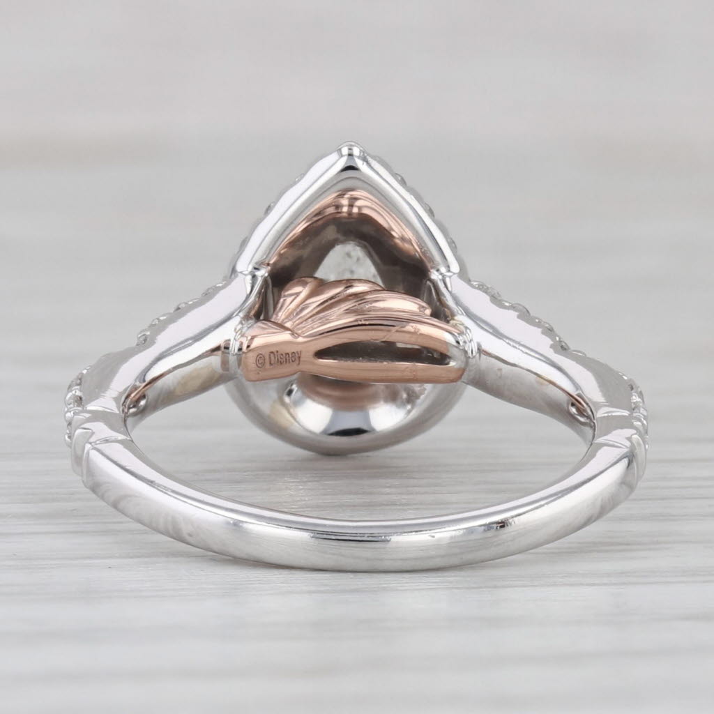 Gray 0.94ctw Pear Diamond Halo Engagement Ring 14k White Gold Disney Ariel Size 5.5