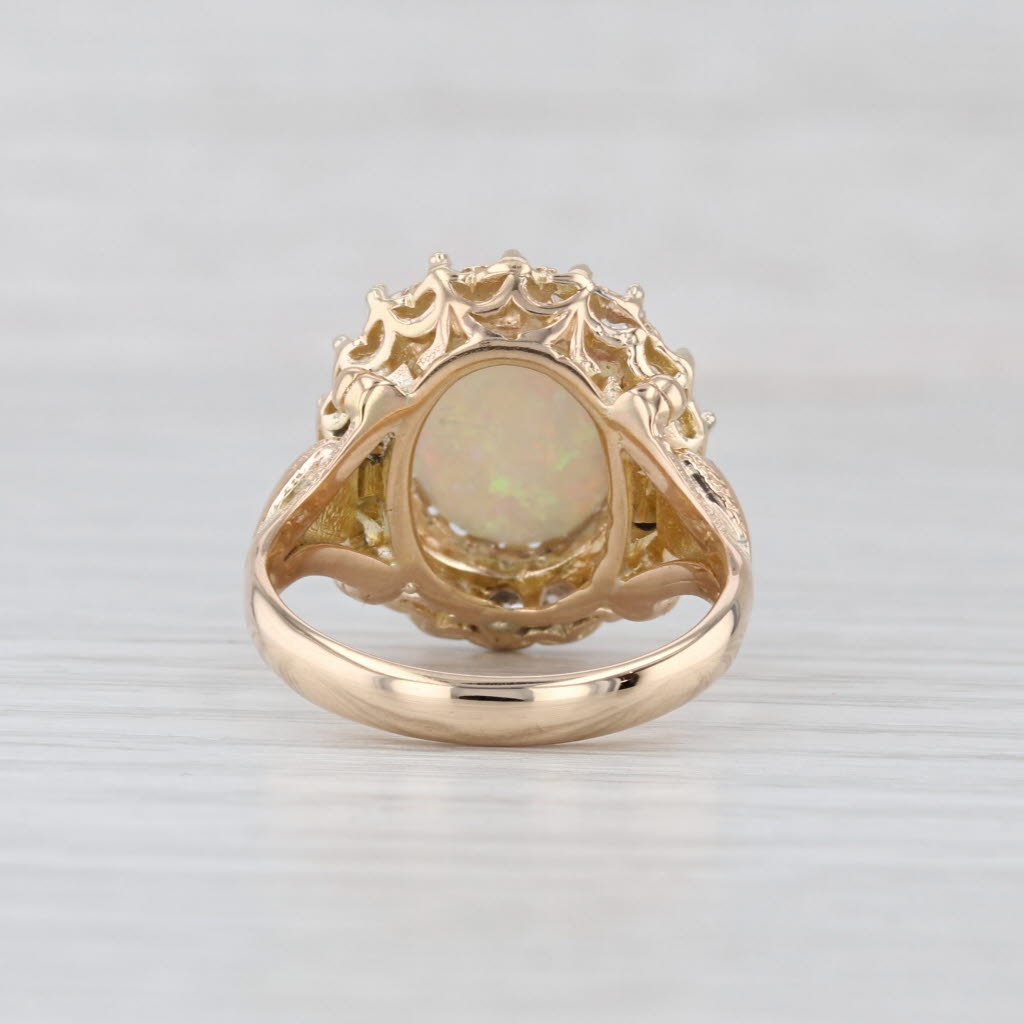 Haydon & Co Cabochon Opal 0.70ctw Diamond Halo Ring 14k Yellow Gold Size 7.5