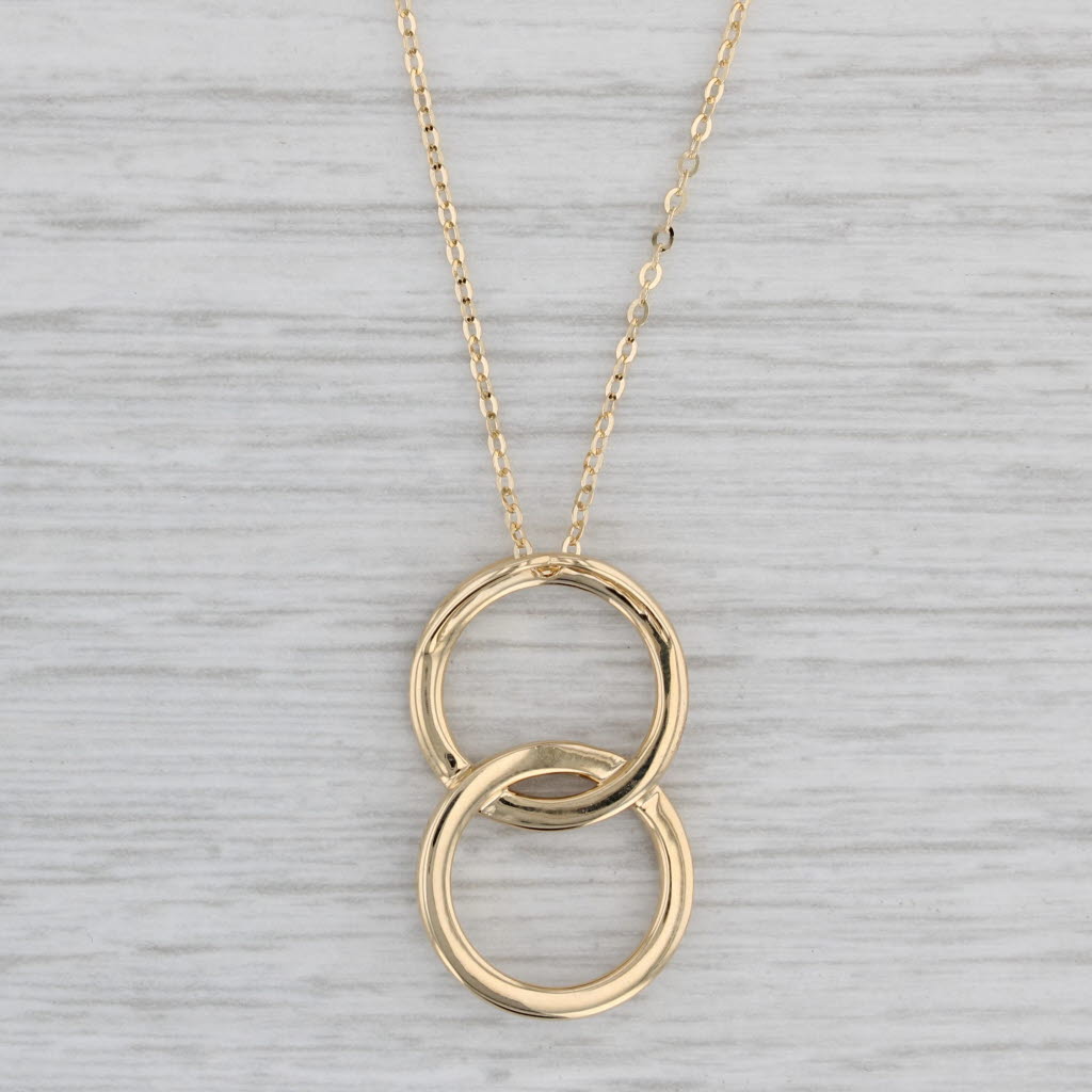 Gray New 0.44ctw Diamond Eternity Circles Pendant Necklace 14k Gold 18" Cable Chain