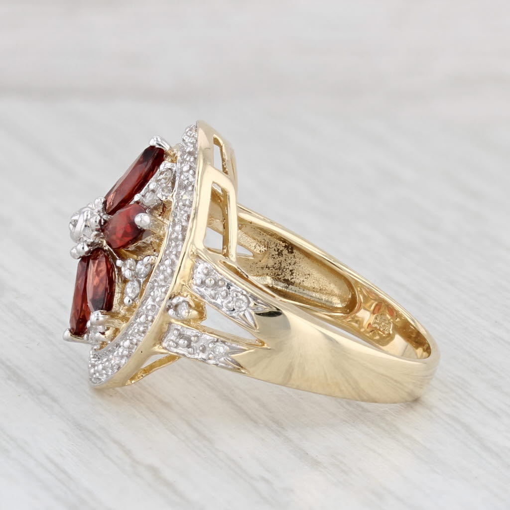 Light Gray 2.03ctw Garnet Flower Diamond Halo Ring 14k White Gold Size 7.75 Cocktail