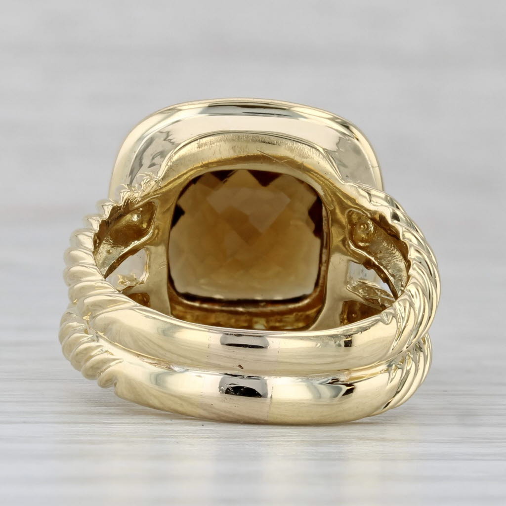 Gray David Yurman Albion 4.96ctw Smoky Quartz Yellow Sapphire Halo Ring 18k Gold