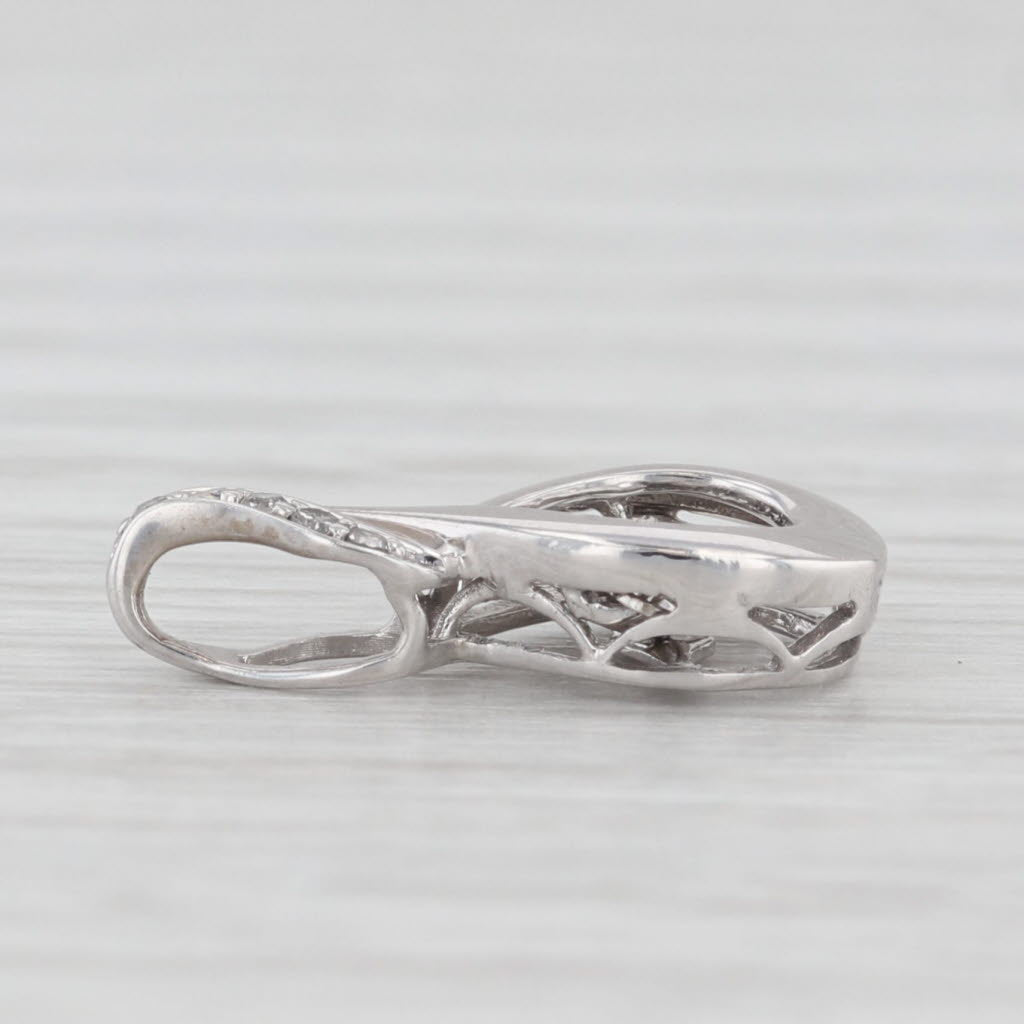 Light Gray 0.12ctw Round Diamond Teardrop Pendant 10k White Gold