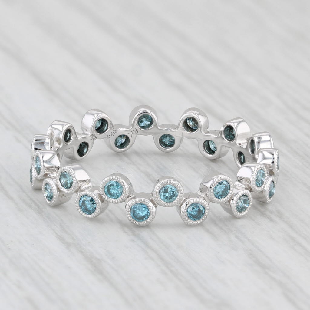 Light Gray New Beverley K 0.50ctw Blue Diamond Bubbles Ring 18k White Gold Sz 6.5 Stackable