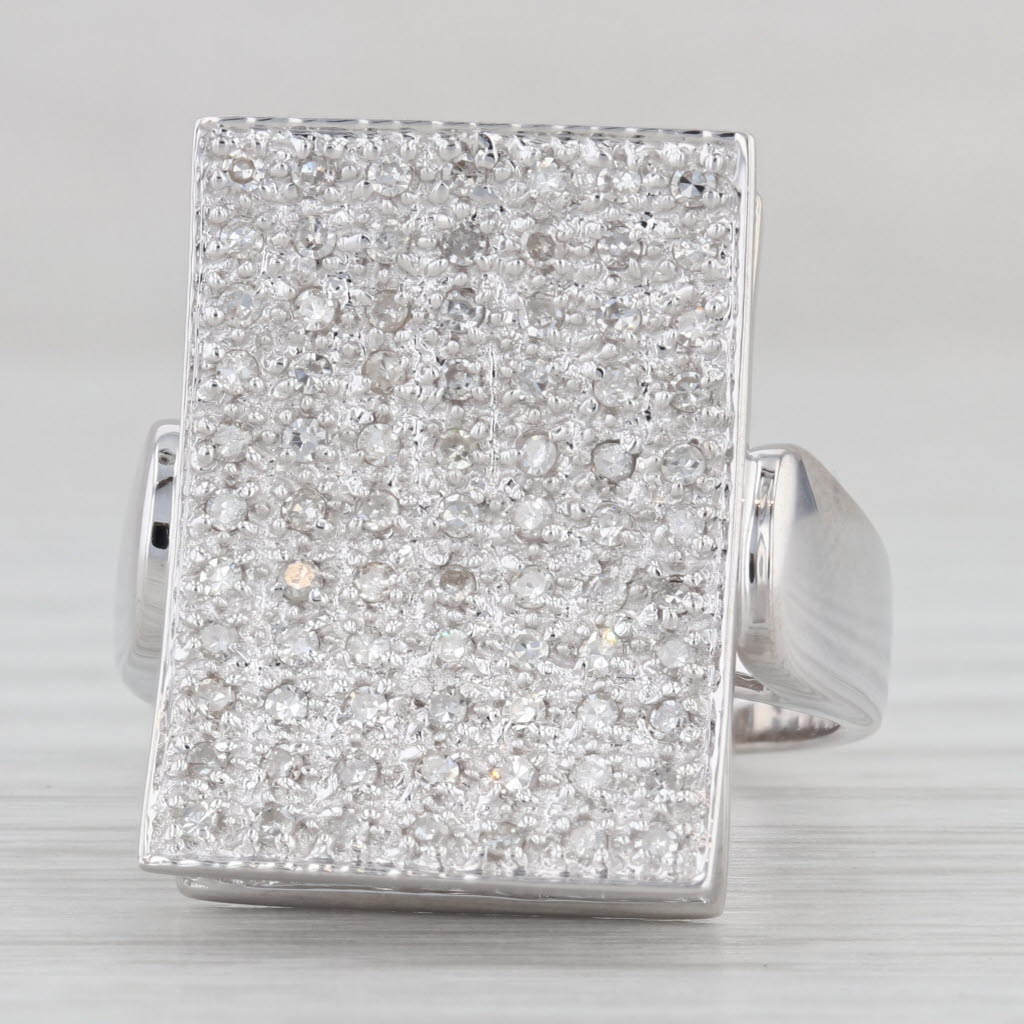 Light Gray 0.40ctw Diamond Statement Cocktail Ring 14k White Gold Size 9.25