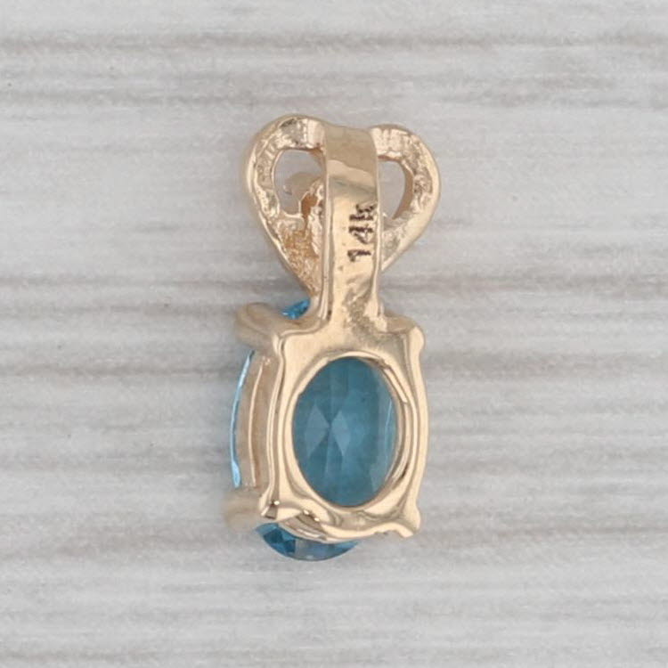 Gray 0.55ct Blue Topaz Heart Pendant 14k Yellow Gold Diamond Accent Small Drop