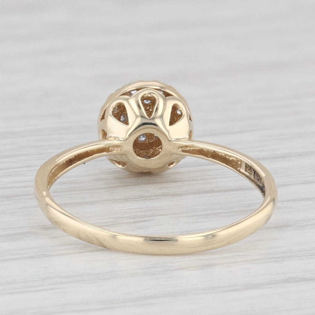 Light Gray 0.15ctw Diamond Cluster Halo Engagement Ring 10k Yellow Gold Size 7