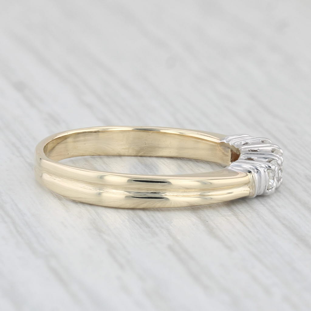 Light Gray 0.36ctw Diamond 3-Stone Ring 14k Yellow White Gold Size 8.25 Wedding Band