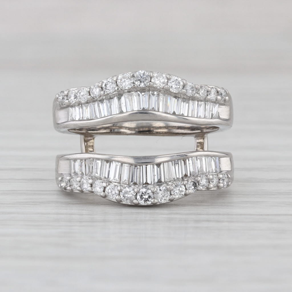 1.08ctw Diamond Ring Jacket Wedding Band Enhancer Guard 14k White Gold Size 5.5