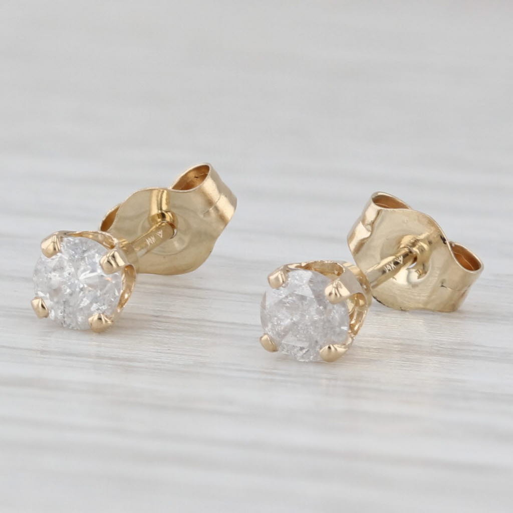 Light Gray 0.33ctw Diamond Round Brilliant Solitaire Stud Earrings 14k Yellow Gold
