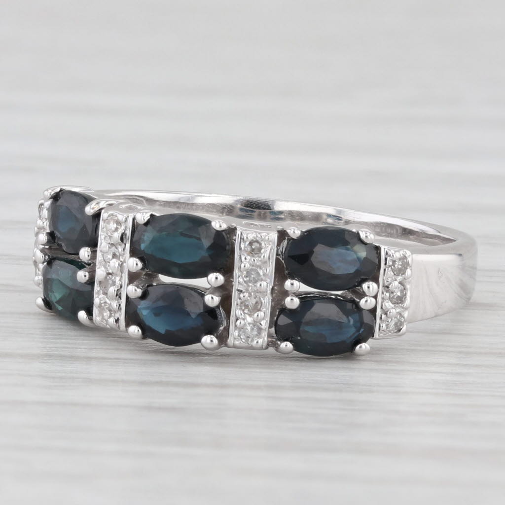 Light Gray 2.14ctw Blue Sapphire Diamond Ring 14k White Gold Size 9