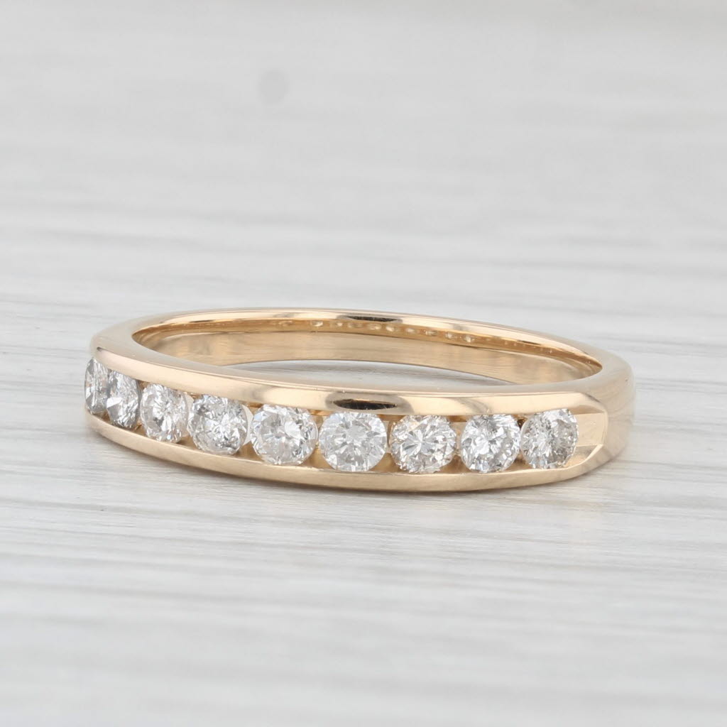 Light Gray 0.45ctw Damond Wedding Band 14k Yellow Gold Size 6 Stackable Ring