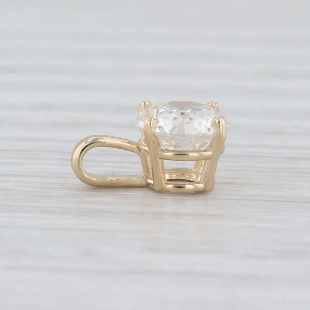 GIA 1.50ct Round Diamond Solitaire Pendant 14k Yellow Gold Small Drop