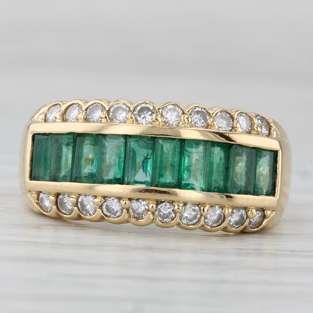 Gray 1.60ctw Emerald Diamond Ring 18k Yellow Gold Size 6.75