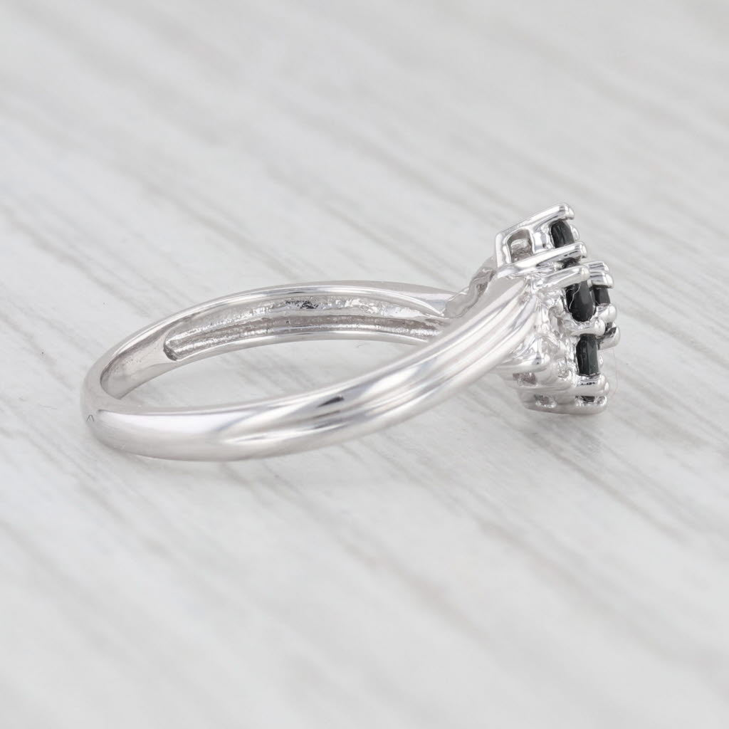 Light Gray 0.54ctw Green Tourmaline Flower Cluster Ring 14k White Gold Size 5.75 Bypass