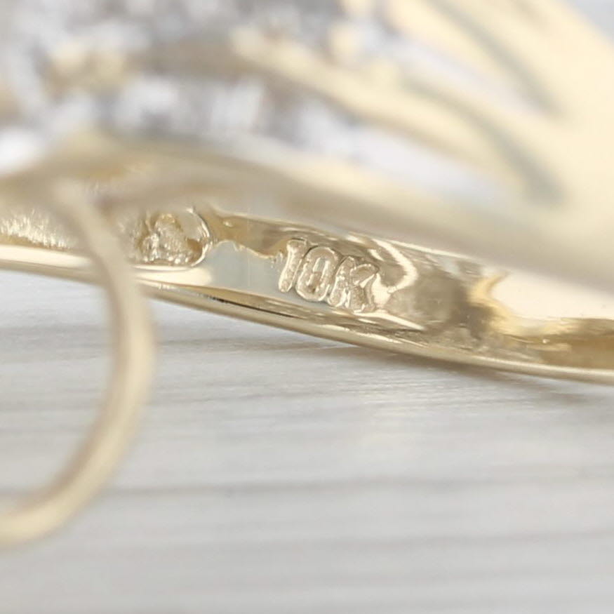 Gray 0.44ctw Diamond Bow Cocktail Ring 10k Yellow Gold Size 7.25
